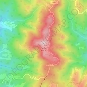 Mappa topografica Monte Peglia, altitudine, rilievo