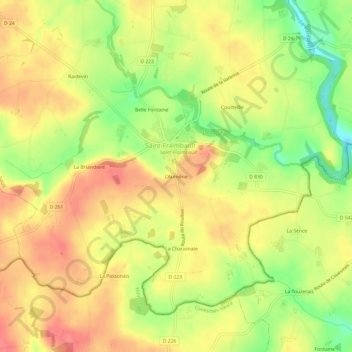 Mappa topografica L'Aumône, altitudine, rilievo
