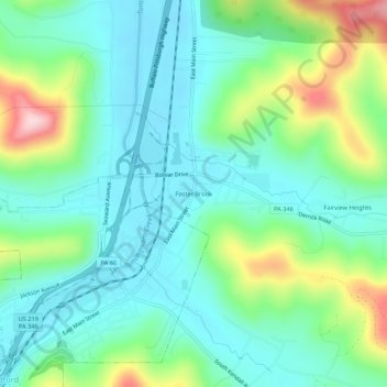 Mappa topografica Foster Brook, altitudine, rilievo