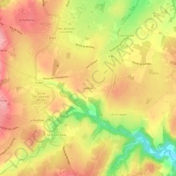 Mappa topografica Le Milon, altitudine, rilievo