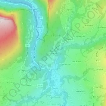 Mappa topografica La Charniaz, altitudine, rilievo