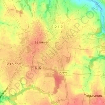Mappa topografica Mesnigoalen, altitudine, rilievo