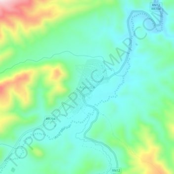 Mappa topografica Agoudal, altitudine, rilievo