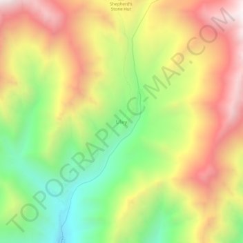 Mappa topografica Uley, altitudine, rilievo