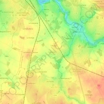 Mappa topografica La Palaire, altitudine, rilievo