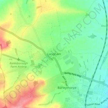 Mappa topografica Langham, altitudine, rilievo