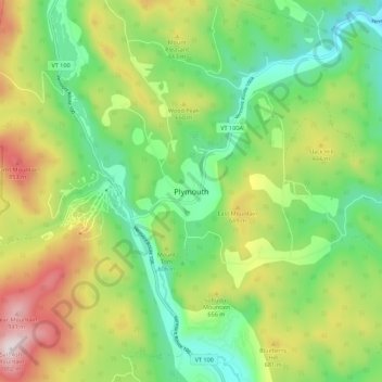 Mappa topografica Plymouth, altitudine, rilievo