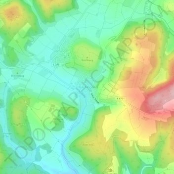 Mappa topografica Gächingen, altitudine, rilievo