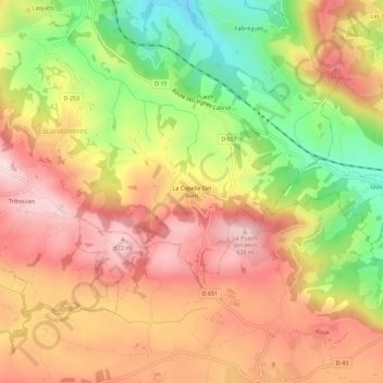 Mappa topografica La Capelle Del Vern, altitudine, rilievo