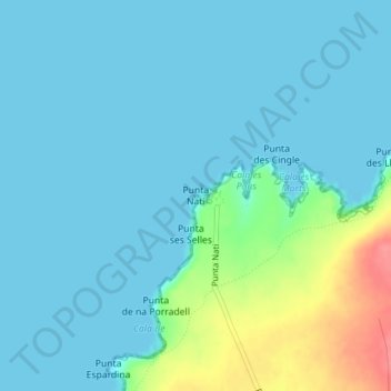 Mappa topografica Punta Nati, altitudine, rilievo
