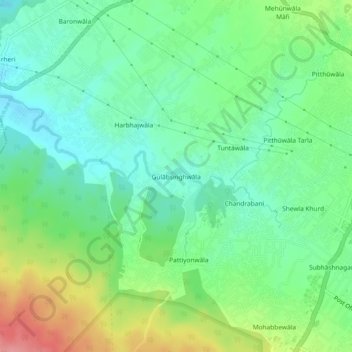 Mappa topografica Gulābsinghwāla, altitudine, rilievo