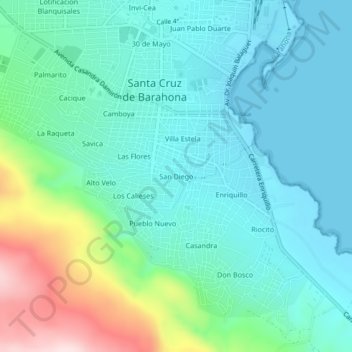 Mappa topografica San Diego, altitudine, rilievo