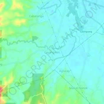 Mappa topografica Cayangwan, altitudine, rilievo