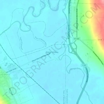 Mappa topografica Shaker Crossing, altitudine, rilievo