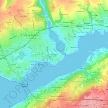 Mappa topografica Le Cosquer, altitudine, rilievo