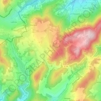 Mappa topografica Éteize, altitudine, rilievo