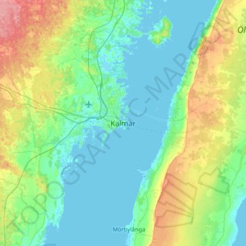 Mappa topografica Kalmar, altitudine, rilievo