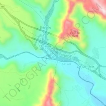 Mappa topografica Gualanday, altitudine, rilievo