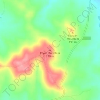Mappa topografica Pryor Mountain, altitudine, rilievo