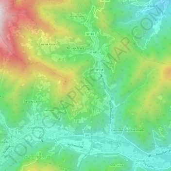 Mappa topografica Castello, altitudine, rilievo
