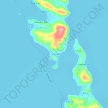 Mappa topografica Pipindan, altitudine, rilievo