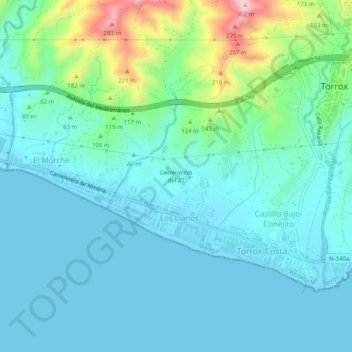 Mappa topografica Generación del 27, altitudine, rilievo