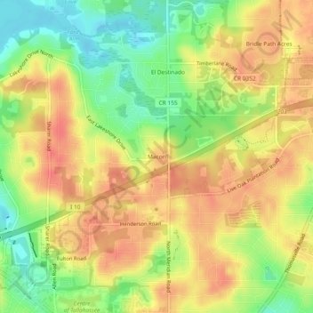 Mappa topografica Macon, altitudine, rilievo