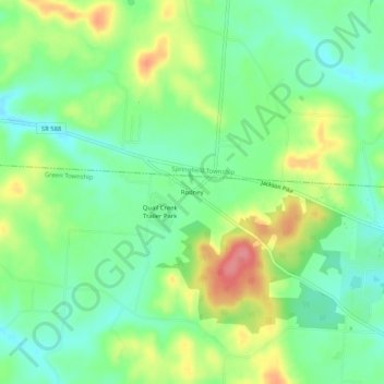 Mappa topografica Rodney, altitudine, rilievo