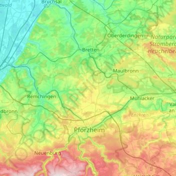 Mappa topografica Neulingen, altitudine, rilievo