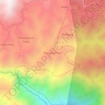 Mappa topografica Manjacombai, altitudine, rilievo