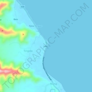 Mappa topografica Lawis, altitudine, rilievo
