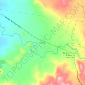 Mappa topografica Tecolapan, altitudine, rilievo