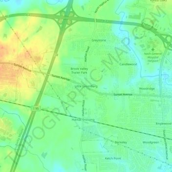Mappa topografica Little Easonburg, altitudine, rilievo