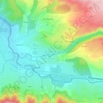 Mappa topografica Pont-de-l'Arn, altitudine, rilievo