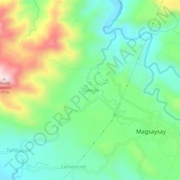 Mappa topografica Olango, altitudine, rilievo