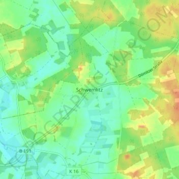 Mappa topografica Schwemlitz, altitudine, rilievo