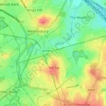 Mappa topografica Balls Hill, altitudine, rilievo