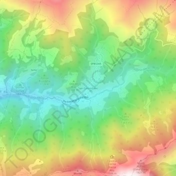 Mappa topografica San Colombano, altitudine, rilievo