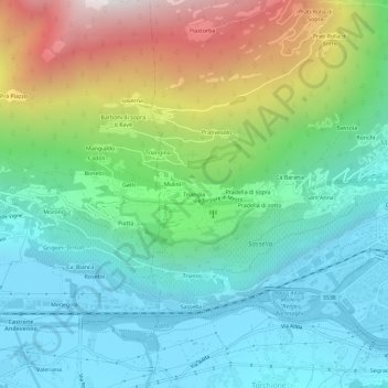 Mappa topografica Triangia, altitudine, rilievo