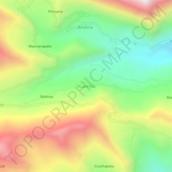 Mappa topografica Huambo, altitudine, rilievo
