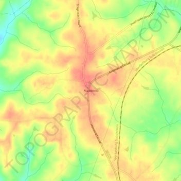 Mappa topografica Maddens, altitudine, rilievo