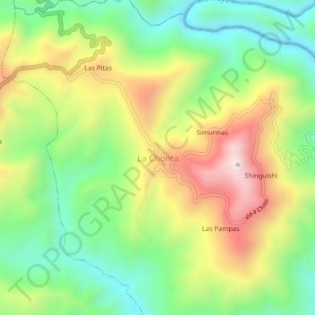 Mappa topografica La Chonta, altitudine, rilievo