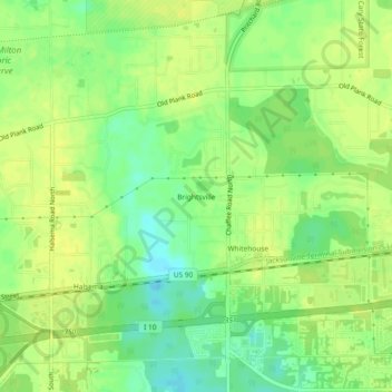 Mappa topografica Brightsville, altitudine, rilievo