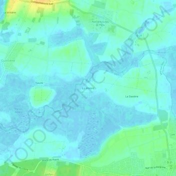 Mappa topografica La Vinière, altitudine, rilievo
