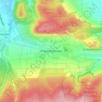 Mappa topografica Hilwartshausen, altitudine, rilievo