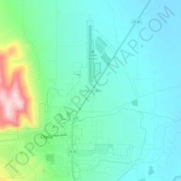 Mappa topografica North Challis, altitudine, rilievo