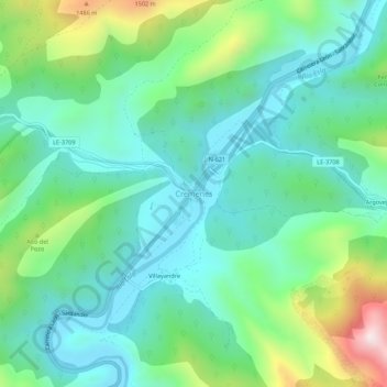 Mappa topografica Crémenes, altitudine, rilievo