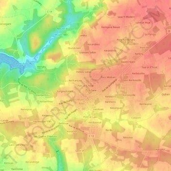 Mappa topografica Parc ar C'hoat, altitudine, rilievo