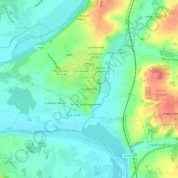 Mappa topografica Les Rochiers, altitudine, rilievo