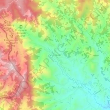Mappa topografica González, altitudine, rilievo